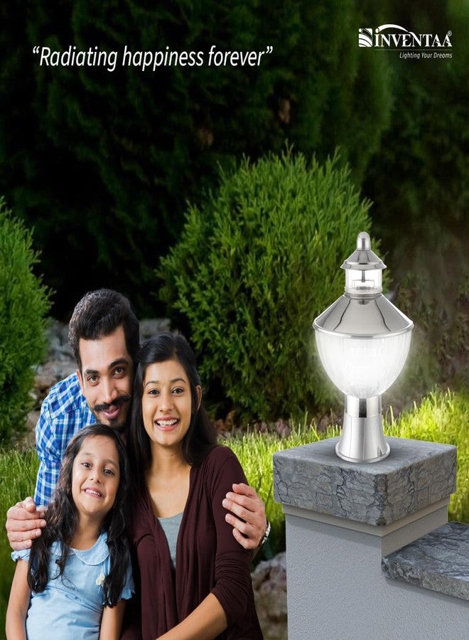 INVENTAA Flora Opera Stainless Steel Gate Light for Home | SS Silver Unbreakable Outdoor Waterproof Gate Lamp (No Bulb) - Image 4